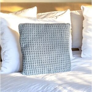Sunday Citizen Waffle Snug Throw Pillow Microfiber Cover Denim‎ Blue 20"x20"
